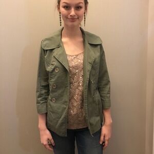 Sere Nade New York Army Green Ruffle Jacket Size S